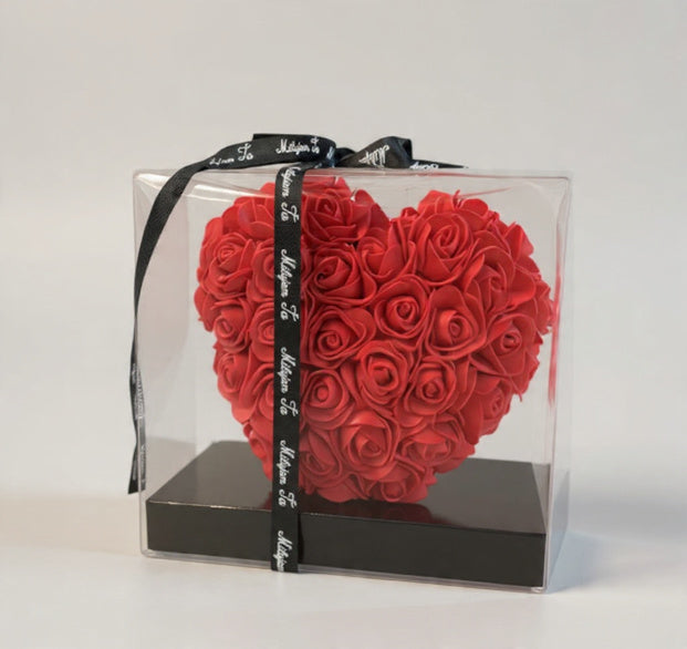 Cœur de Roses Rouges Éternelles – Cadeau Amour Luxe Saint-Valentin
