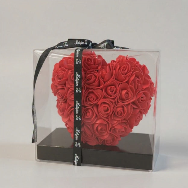 Cœur de Roses Rouges Éternelles – Cadeau Amour Luxe Saint-Valentin